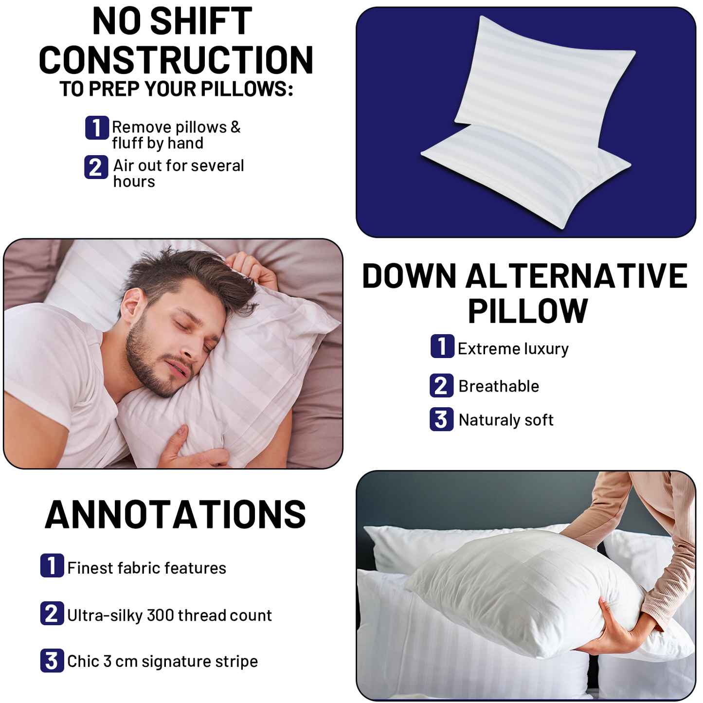 DrSleeep Down Alternative Pillow Set of 2 Premium Soft Hypoallergenic Pillows